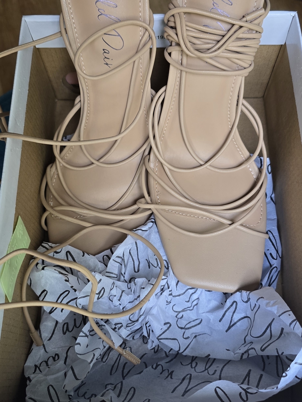Wild Pair Faux-Leather Lace-Up Sandals in Nude
